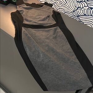 Banana Republic Gray and Black Midi Dress